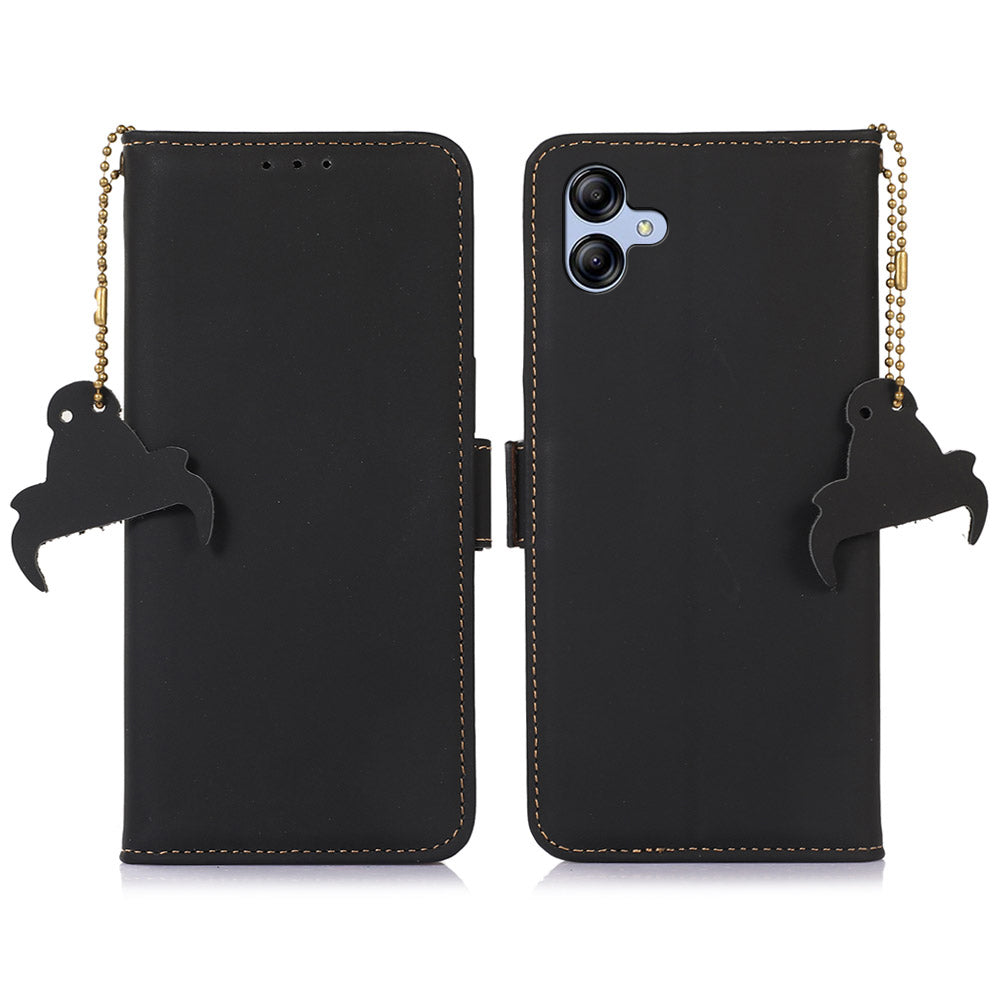 For Samsung Galaxy A05 4G Case RFID Blocking Genuine Cow Leather Flip Phone Cover For Samsung Galaxy A05 4G Case RFID Blocking Genuine Cow Leather Flip Phone Cover